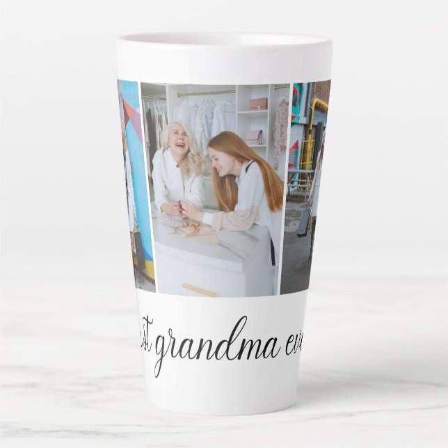 Best Grandma Ever 3 Photo Collage  Latte Mug (Front)