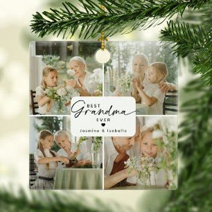 Best Grandma Ever 4 Photo Collage Personalised Ceramic Ornament