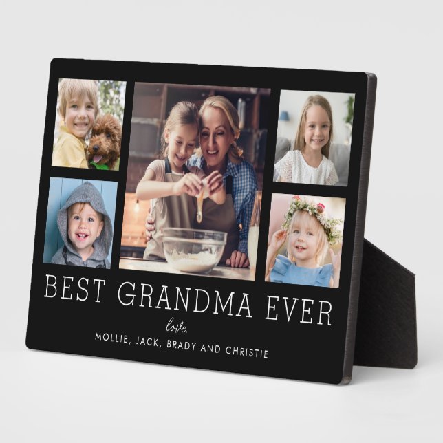 Best Grandma Ever 5-Photo Collage Keepsake Custom Plaque (Side)