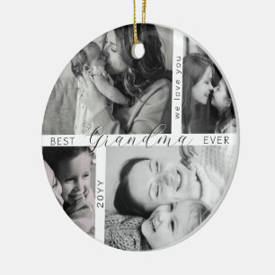 Best Grandma Ever 5 Photo Collage Personalised Ceramic Tree Decoration