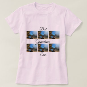 Best Grandma Ever 6 Photo Collage Gift Light Pink T-Shirt