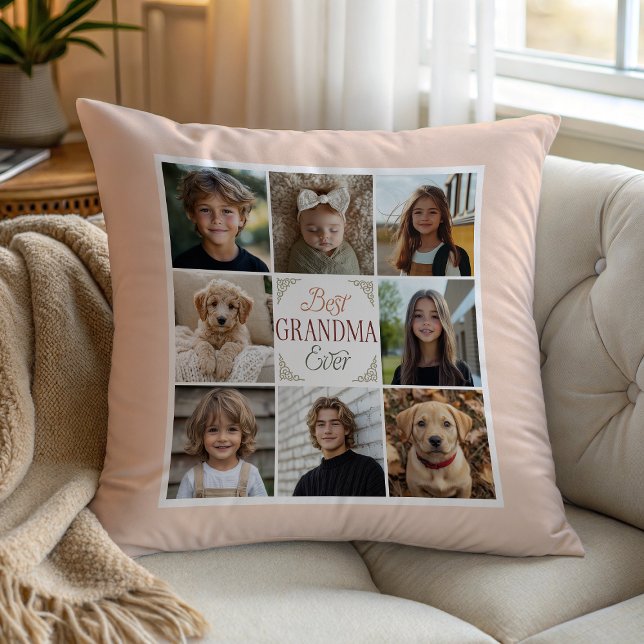 Best Grandma Ever 8 Photo Collage Throw Pillow (Creator Uploaded)