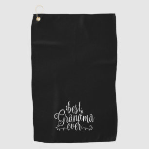 Best Grandma Ever Black Golf Towel