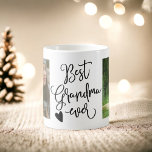 Best grandma ever black white 2 photos collage coffee mug<br><div class="desc">Best grandma ever ,  editable black and white colours,  with 2 photos grid collage,  add your favourite family photos,  with an elegant script typography.</div>