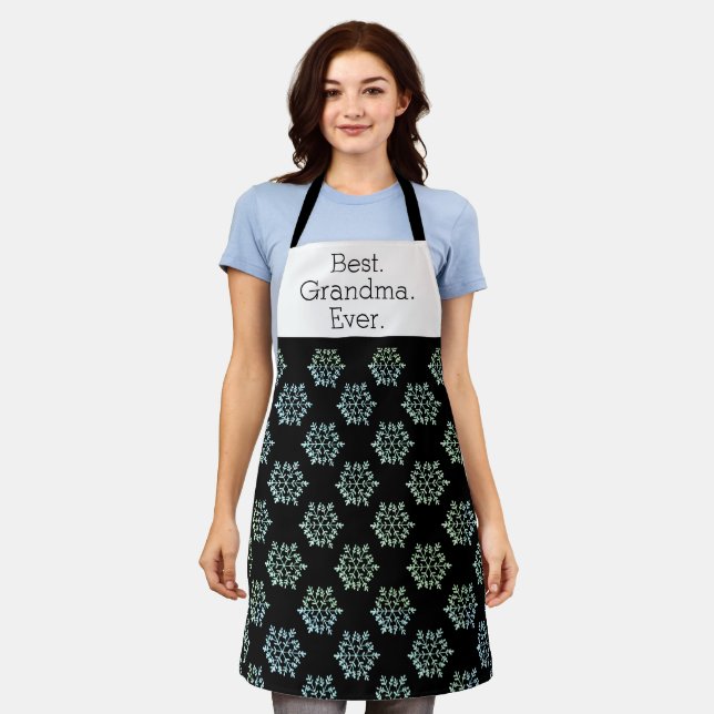 Best. Grandma. Ever. Blue Snowflake Christmas Apron (Worn)