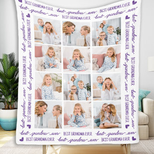 Best GRANDMA Ever Custom 12 Photo Collage Fleece Blanket