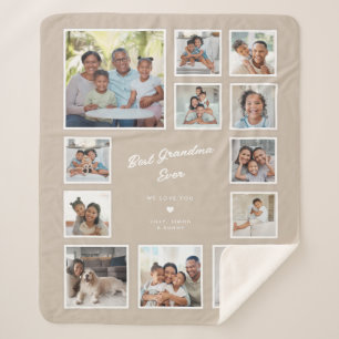 Best Grandma Ever Custom Multi Photo Collage Sherpa Blanket