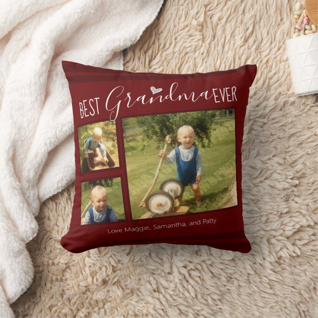 Best Grandma Ever Custom Photo Collage Cushion (Blanket)