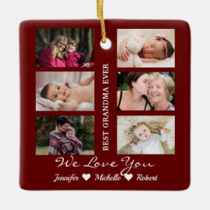 Best Grandma Ever Custom Photos Grandchildren Name Ceramic Ornament