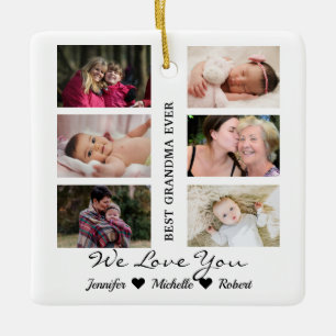 Best Grandma Ever Custom Photos Grandchildren Name Ceramic Ornament