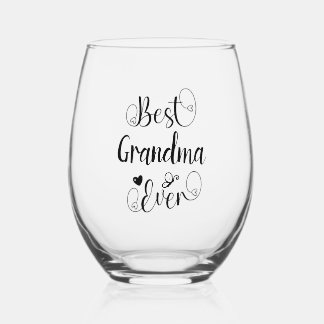 Best Grandma Ever Cute Modern Typography Script  Stemless Wine Glass