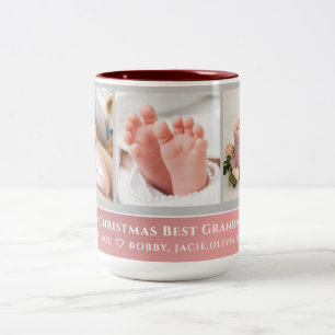 Best Grandma Ever   Elegant Script 3 Photo Collage Two-Tone Coffee Mug