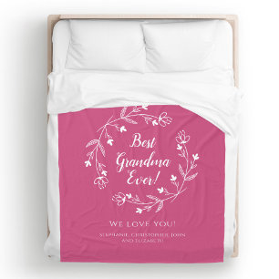 Best Grandma Ever Family Keepsake Grandkids Pink Fleece Blanket