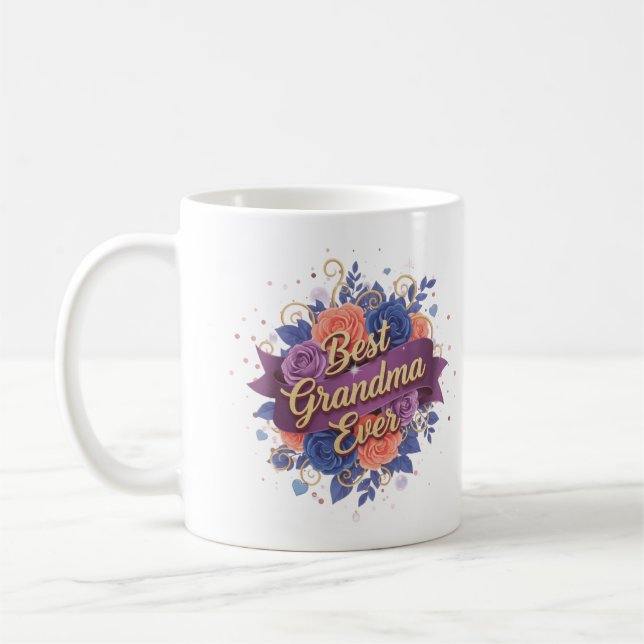 Best Grandma Ever Floral Coffee Mug (Left)