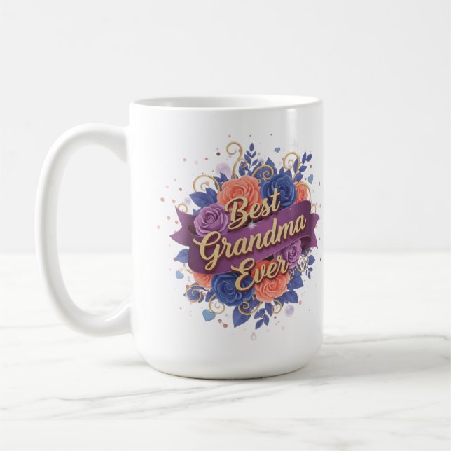 Best Grandma Ever Floral Coffee Mug (Left)