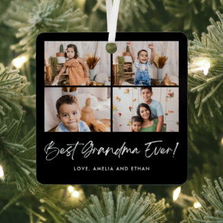 Best Grandma Ever Four Photo Metal Tree Decoration