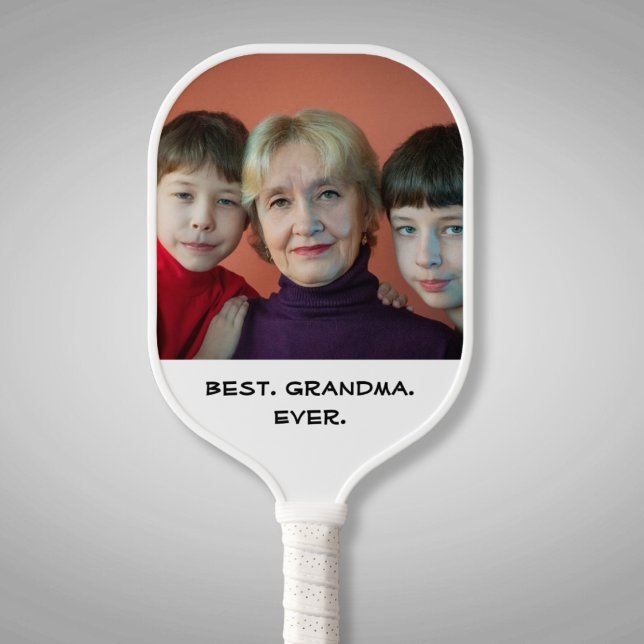 Best Grandma Ever Fun Family Photo Typography Text Pickleball Paddle (Creator Uploaded)