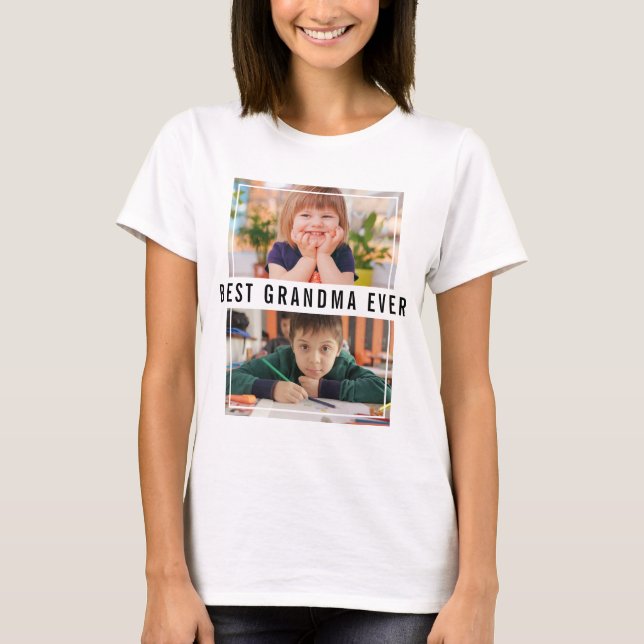 Best Grandma Ever Grandchildren 2 Photo Collage  T-Shirt (Front)