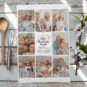 Best Grandma Ever Grandchildren Photo Collage Love Tea Towel