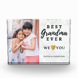 Best Grandma Ever Grandkids Love You Marble Photo Block