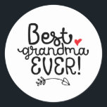 Best Grandma Ever Granny Grandmother Classic Round Sticker<br><div class="desc">Best Grandma Ever. Funny and humourous design for the best grandmother in the world. This cool and fun merchandise is great for the special woman called gram, granny, nonna or nana. Perfect for Grandma's Day. Great Christmas gift and birthday present for the coolest grandmother in the world. Background colour can...</div>