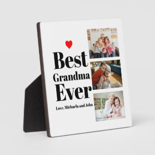 Best Grandma Ever Heart 3 Photo Collage Plaque