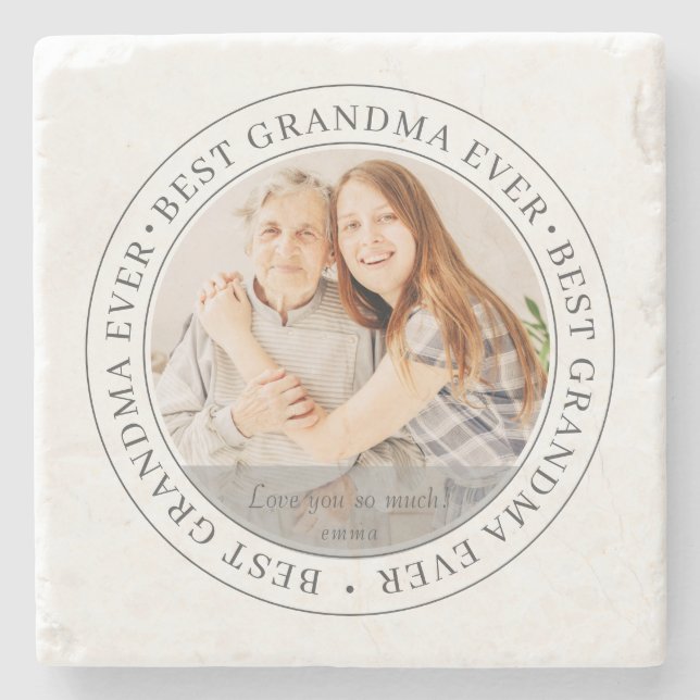 Best Grandma Ever Modern Classic Photo Stone Coaster (Front)