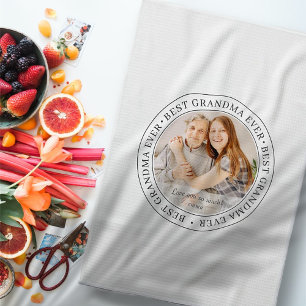 Best Grandma Ever Modern Classic Photo Tea Towel