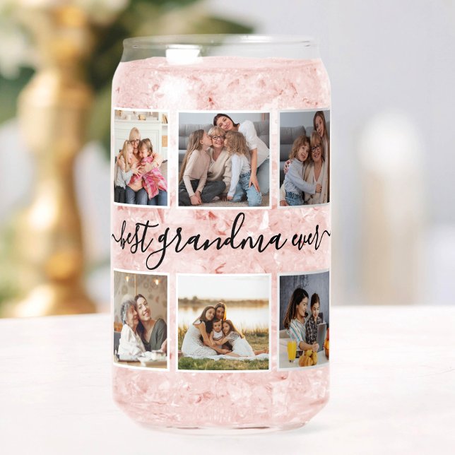 Best Grandma Ever Modern Custom Photo Collage Can Glass (Creator Uploaded)
