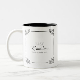 Best Grandma Ever Modern Dainty Floral Keepsake Two-Tone Coffee Mug