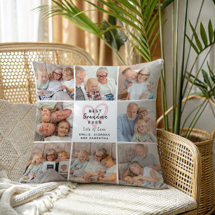 Best Grandma Ever Modern Heart Photo Collage Love Cushion