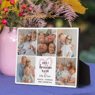 Best Grandma Ever Modern Heart Photo Collage Love Plaque