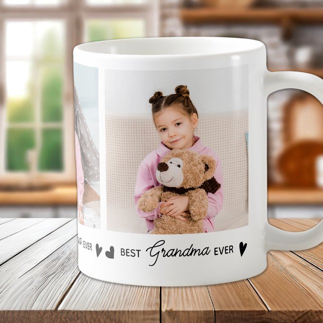 Best GRANDMA Ever Modern Personalised 3 Photo Coffee Mug (Creator Uploaded)