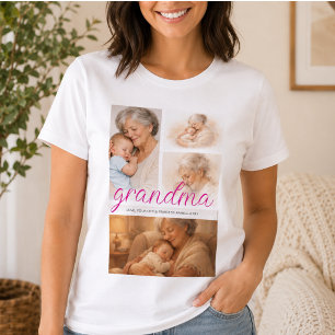 Best grandma Ever Modern Personalised 4 Photo T-Shirt