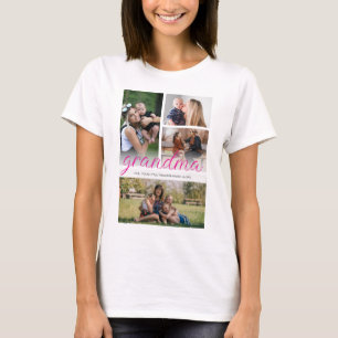 Best grandma Ever Modern Personalised 4 Photo T-Shirt