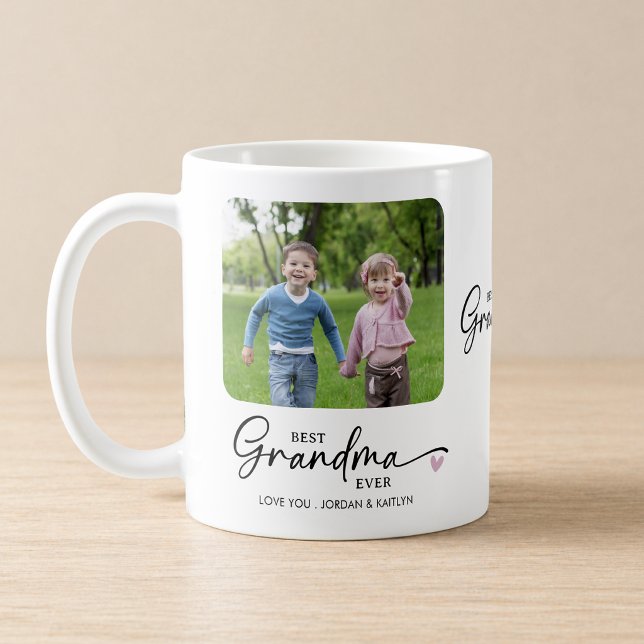 Best Grandma Ever Modern Script 1 or 2 Photos Coffee Mug (Creator Uploaded)