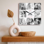 Best Grandma Ever Modern Script 8 Photo Collage Square Wall Clock<br><div class="desc">“Best Grandma Ever.” She’s loving every minute with her grandkids. A stylish, simple visual of soft grey handwritten script and leaf heart laurel, along with soft rose pink sans serif and script typography overlay a white background. Add 8 cherished photos of your choice and customise the names and message, for...</div>