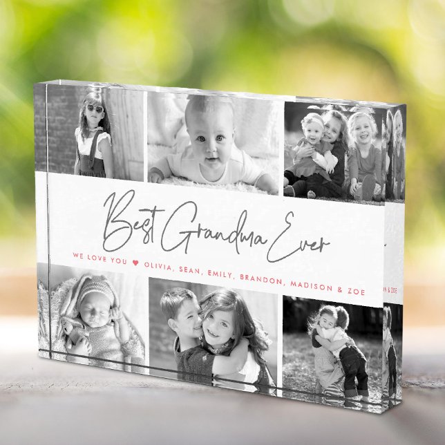 Best Grandma Ever Modern Script Custom Collage 6 Photo Block (Creator Uploaded)