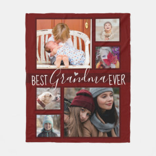 Best Grandma Ever Multi Photo Fleece Blanket