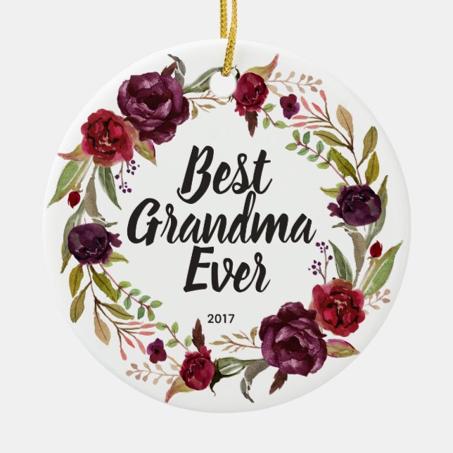 Best Grandma Ever Personalised Ornament (Front)