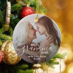 Best Grandma Ever Personalised Photo Ceramic Tree Decoration<br><div class="desc">Gift the best grandma ever a custom ornament this holiday season. Create your own personalised Christmas ornament including your own photo and message.</div>
