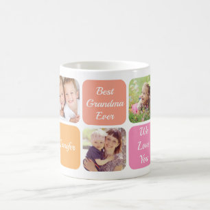 Best Grandma Ever Personalised Photos Pink Orange Coffee Mug