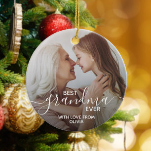 Best Grandma Ever Personalized Photo Ceramic Tree Decoration