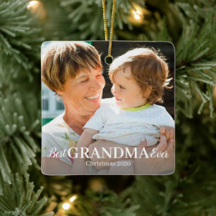 Best GRANDMA Ever Photo Ceramic Ornament