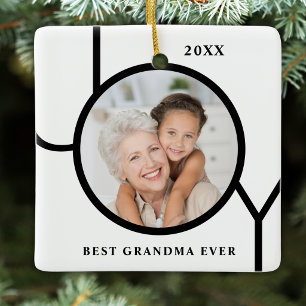 Best Grandma Ever Photo Christmas Ceramic Ornament