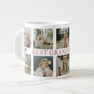 Best Grandma Ever Photo Collage – Gift with Hearts Large Coffee Mug