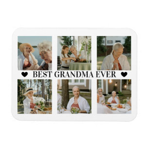 Best Grandma Ever Photo Collage – Gift with Hearts Magnet