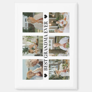 Best Grandma Ever Photo Collage – Gift with Hearts Magnet