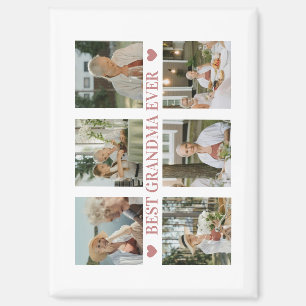 Best Grandma Ever Photo Collage – Gift with Hearts Magnet