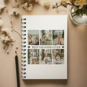 Best Grandma Ever Photo Collage – Gift with Hearts Notebook